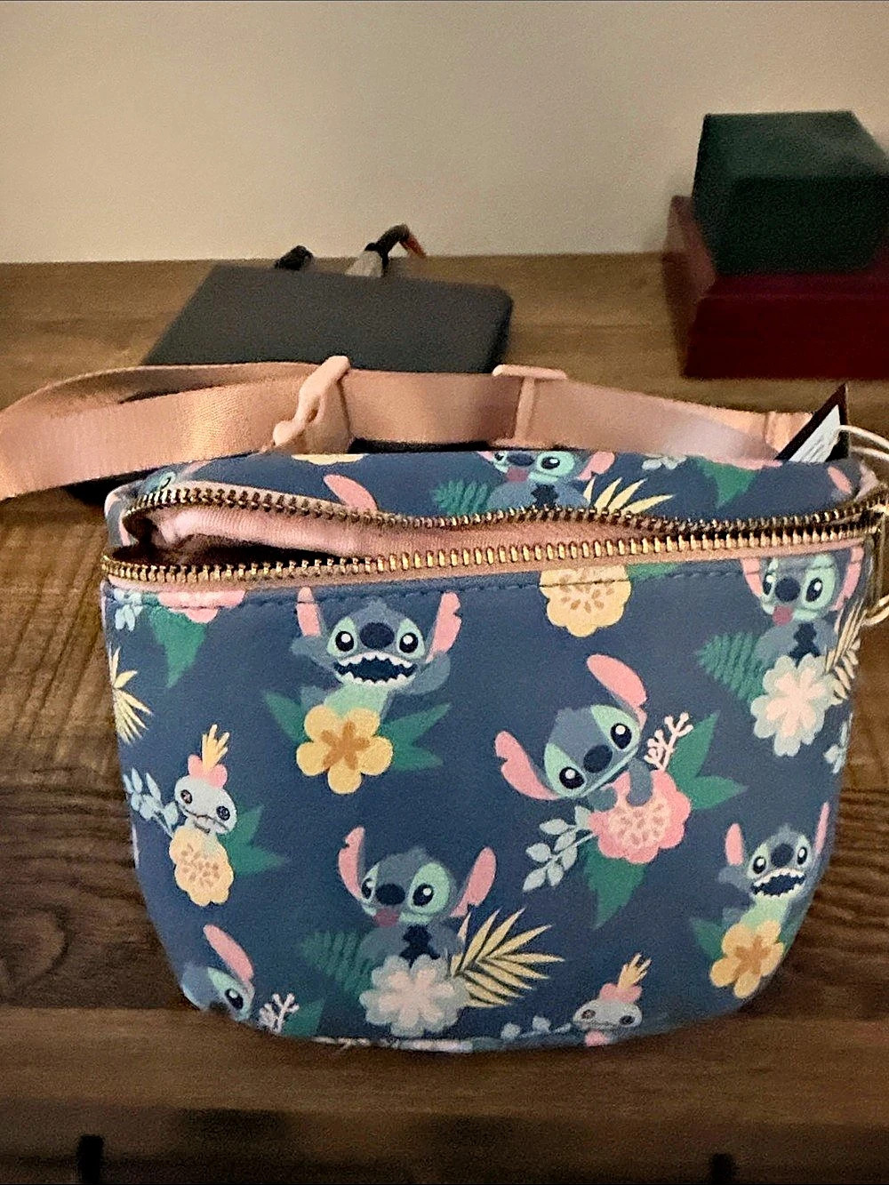 Disney Loungefly Stitch Floral Crossbody Bag in Blue & Pink Like New